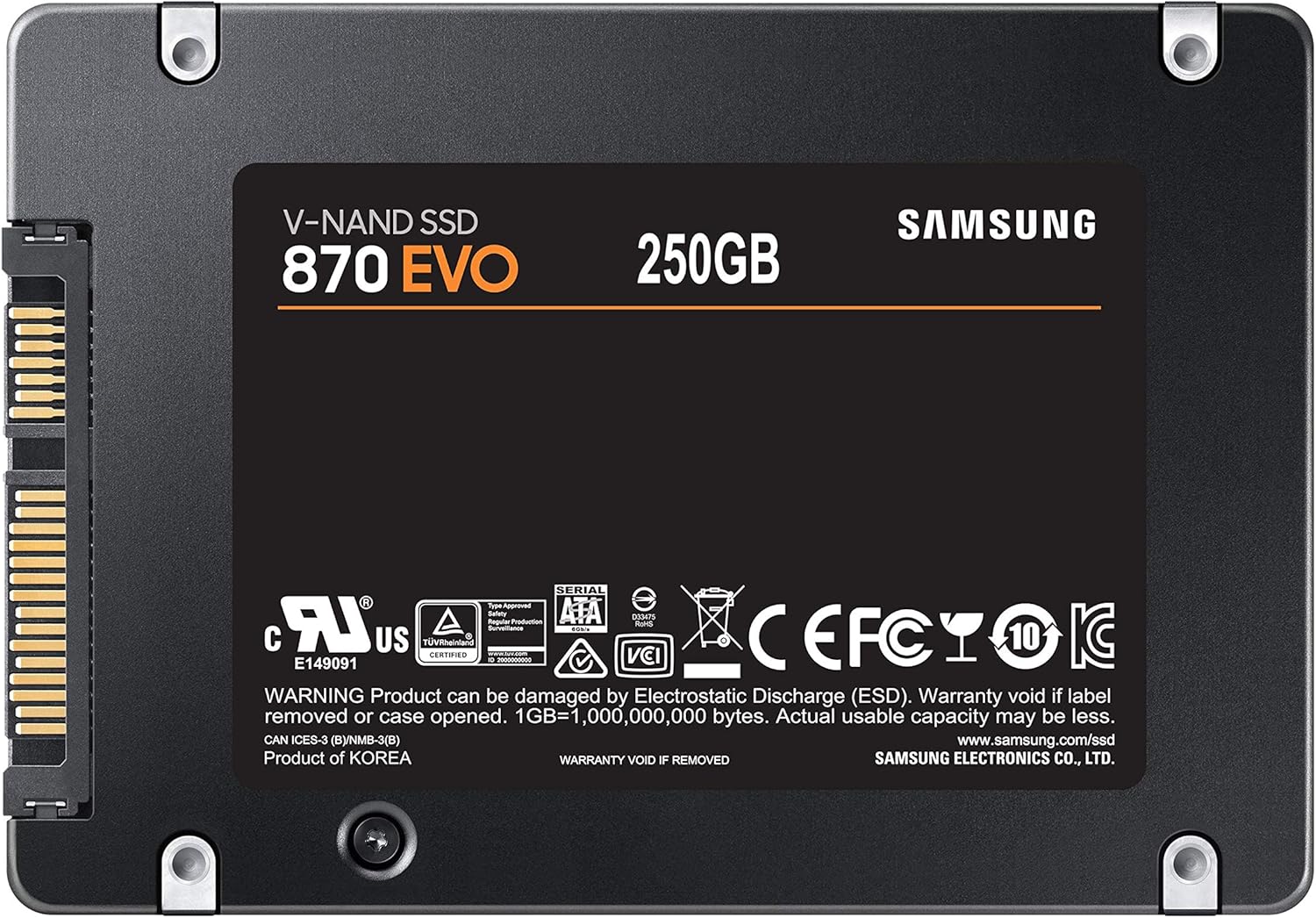Samsung 870 EVO 250 Go — vue détaillée