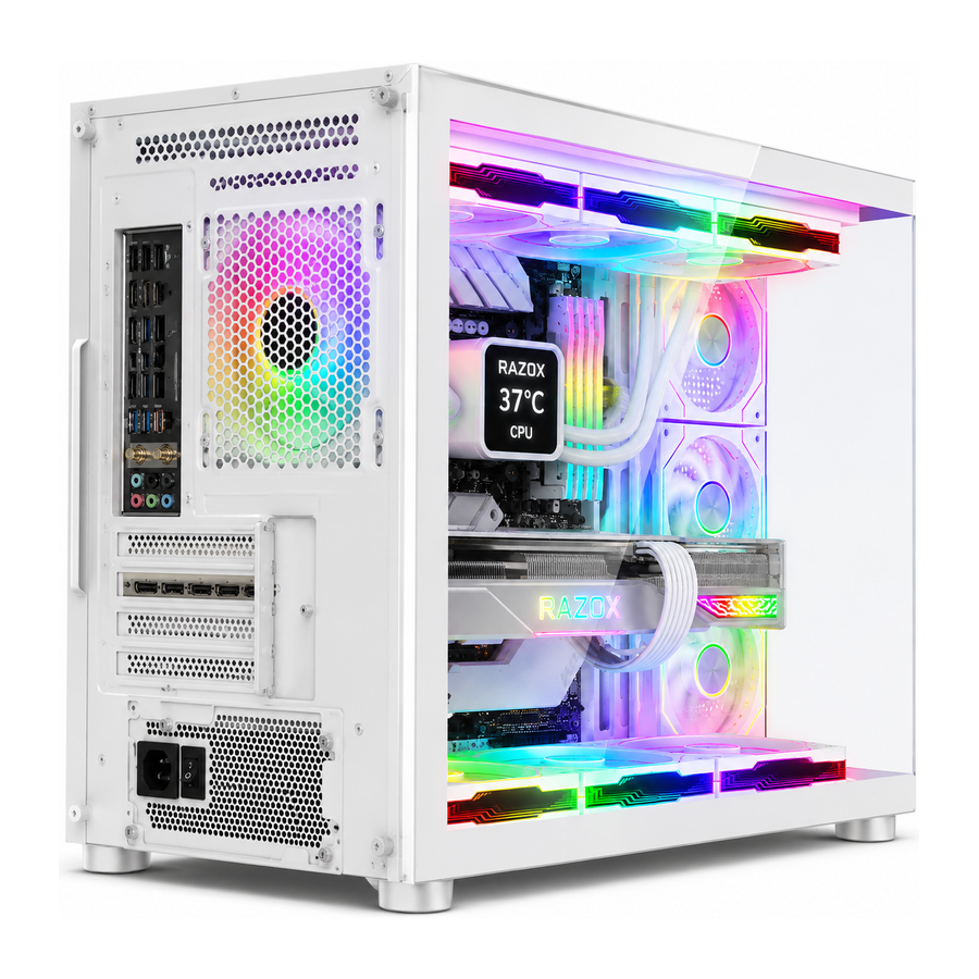 Boîtier PC gaming Razox Arctic V1 blanc verre panoramique 7 ventilateurs ARGB